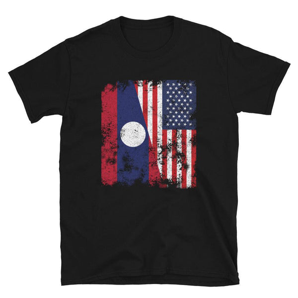 Laos USA Flag - Half American T-Shirt