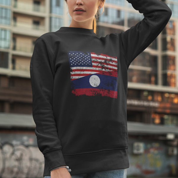 Laos USA Flag Sweatshirt