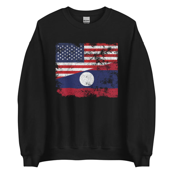 Laos USA Flag Sweatshirt