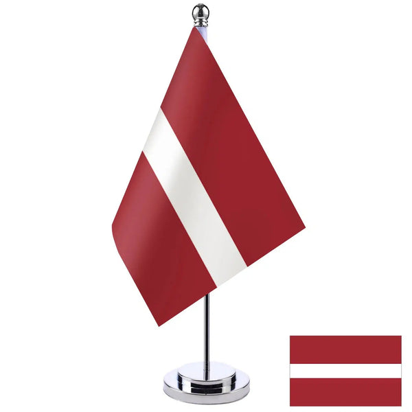 Latvia Desk Flag - Small Office Table Flag