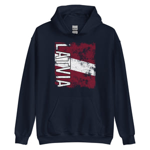 Latvia Flag - Distressed Flag Hoodie