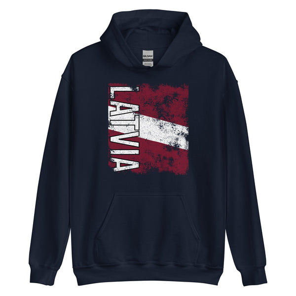 Latvia Flag - Distressed Flag Hoodie