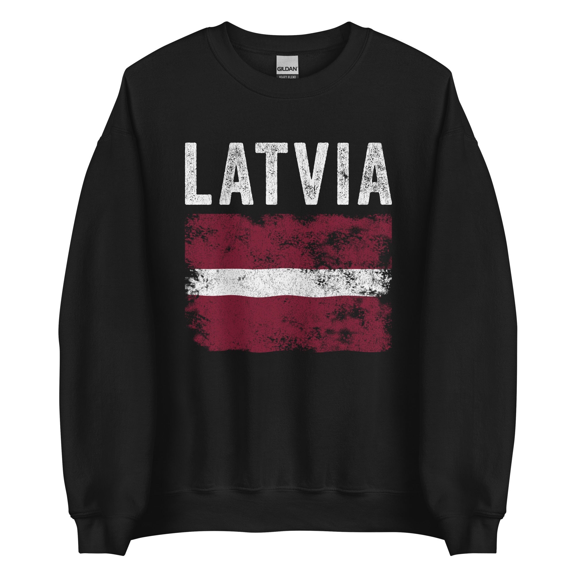 Latvia Flag Distressed - Latvian Flag Sweatshirt