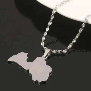 Latvia Flag Map Necklace