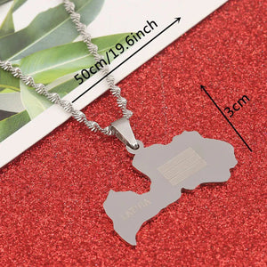 Latvia Flag Map Necklace