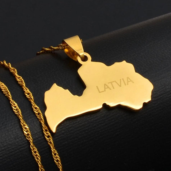 Latvia Map Necklace