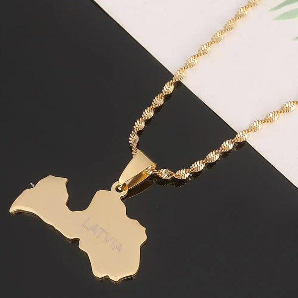 Latvia Map Necklace