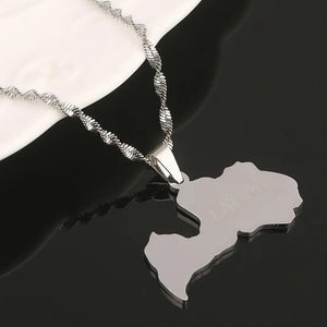 Latvia Map Necklace