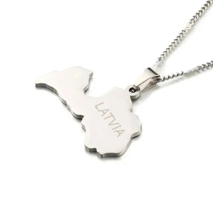 Latvia Map Necklace