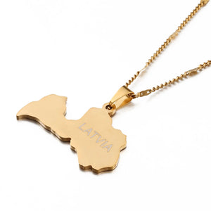 Latvia Map Necklace