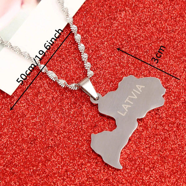 Latvia Map Necklace