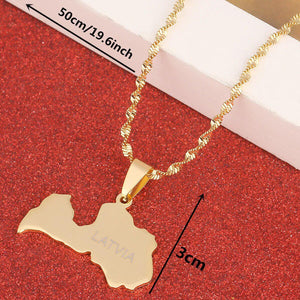 Latvia Map Necklace