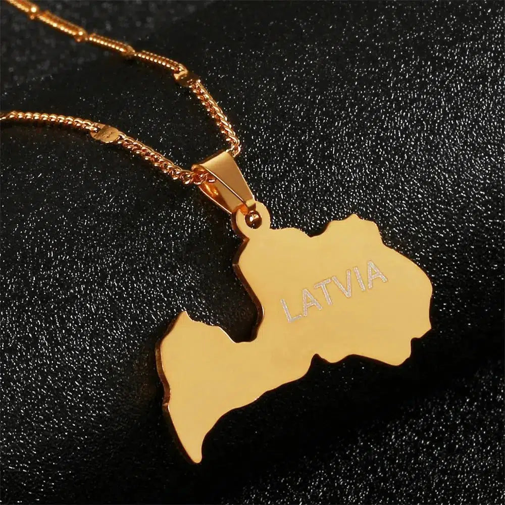 Latvia Map Necklace