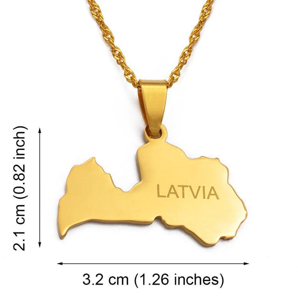 Latvia Map Necklace