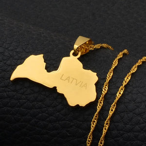 Latvia Map Necklace