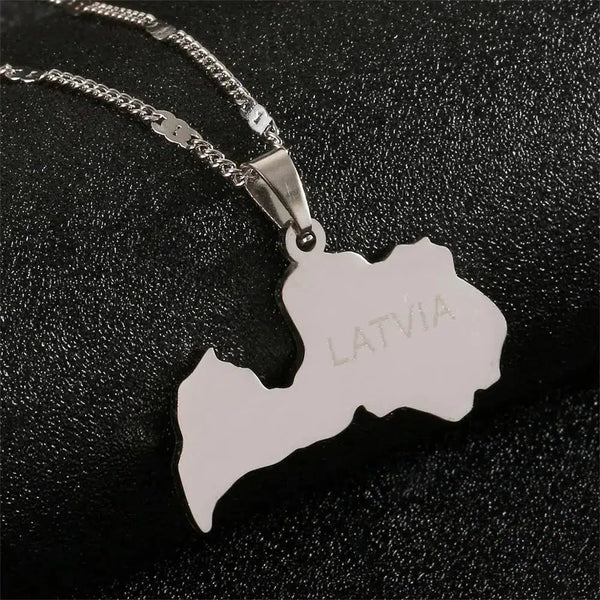 Latvia Map Necklace