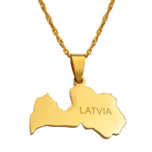 Latvia Map Necklace