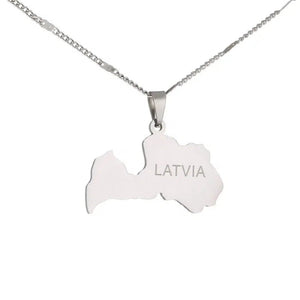 Latvia Map Necklace