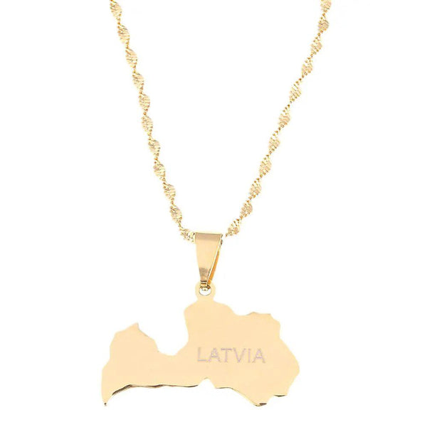 Latvia Map Necklace