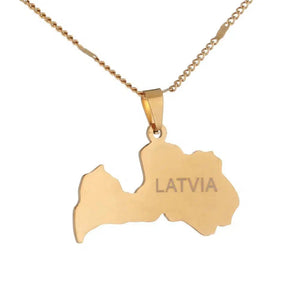 Latvia Map Necklace