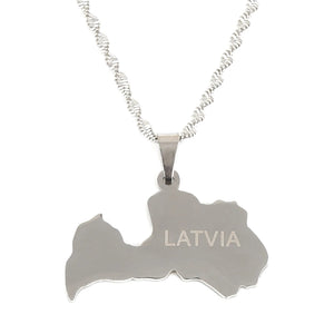 Latvia Map Necklace