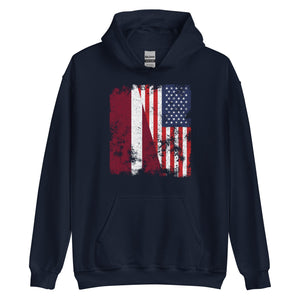 Latvia USA Flag - Half American Hoodie