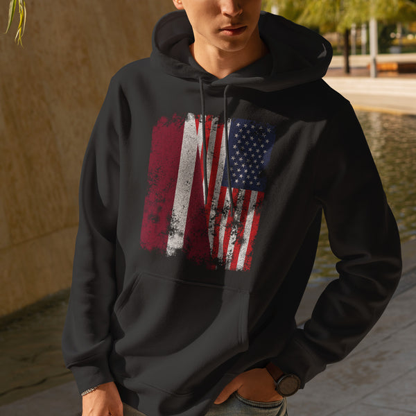 Latvia USA Flag - Half American Hoodie