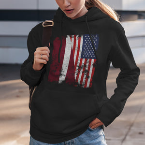 Latvia USA Flag - Half American Hoodie