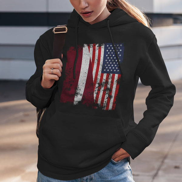 Latvia USA Flag - Half American Hoodie
