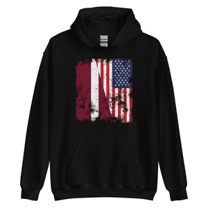 Latvia USA Flag - Half American Hoodie