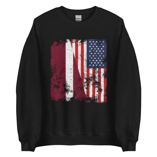 Latvia USA Flag - Half American Sweatshirt