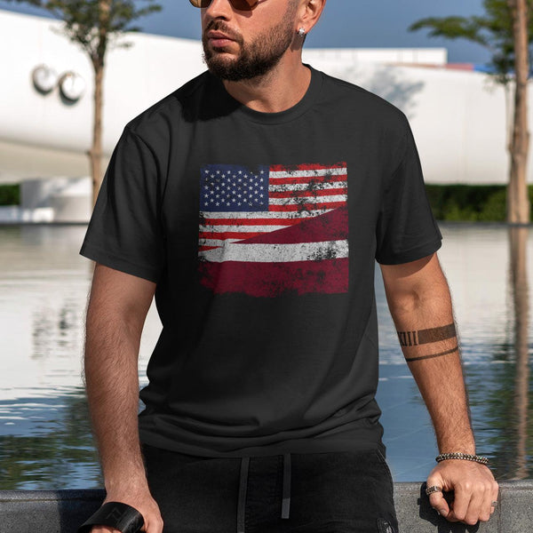 Latvia USA Flag T-Shirt