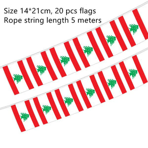 Lebanon Flag Bunting Banner - 20Pcs