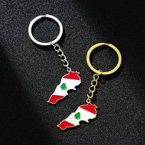 Lebanon Flag Map Keychain