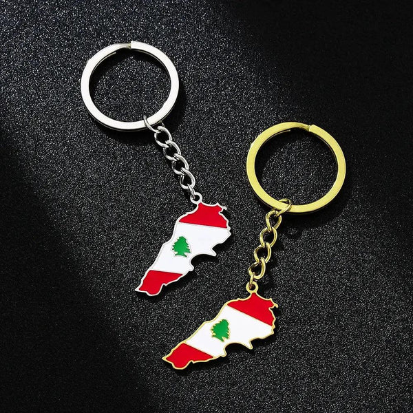 Lebanon Flag Map Keychain