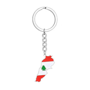 Lebanon Flag Map Keychain