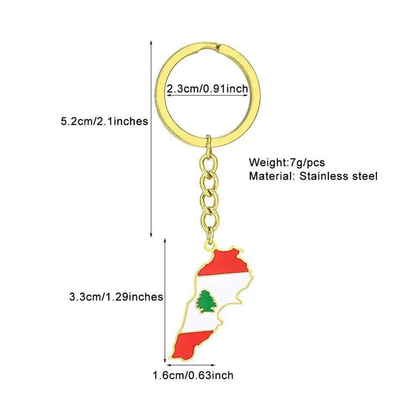 Lebanon Flag Map Keychain