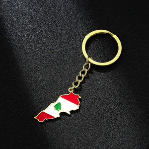 Lebanon Flag Map Keychain