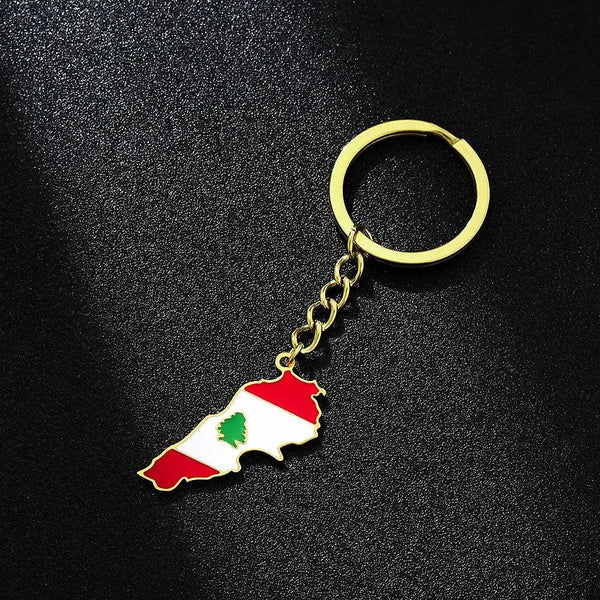 Lebanon Flag Map Keychain