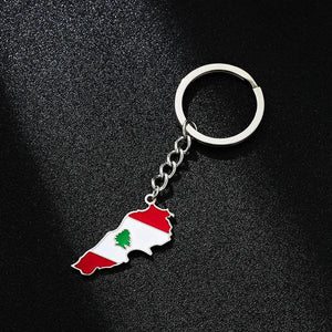 Lebanon Flag Map Keychain