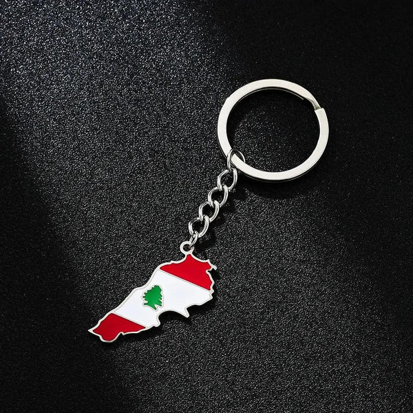Lebanon Flag Map Keychain