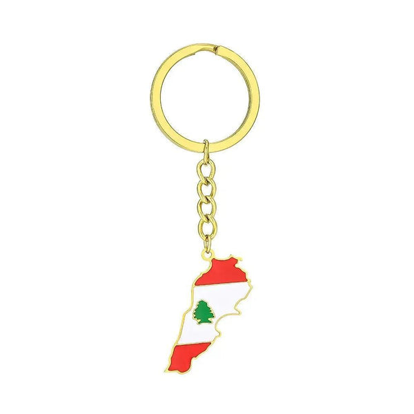 Lebanon Flag Map Keychain