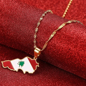 Lebanon Flag Map Necklace