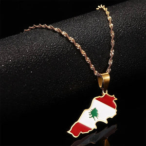 Lebanon Flag Map Necklace