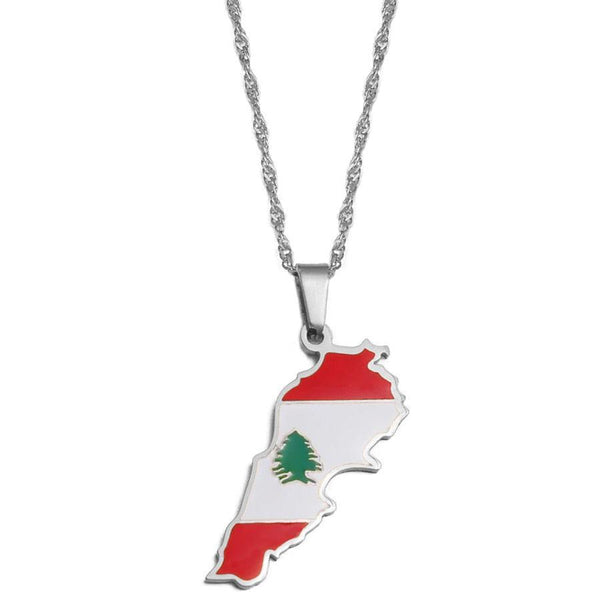 Lebanon Flag Map Necklace