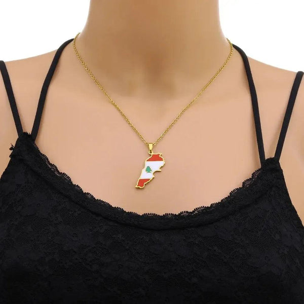Lebanon Flag Map Necklace