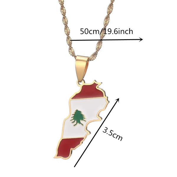 Lebanon Flag Map Necklace