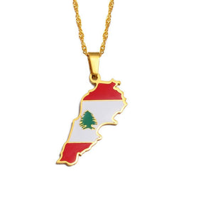 Lebanon Flag Map Necklace