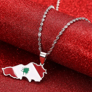 Lebanon Flag Map Necklace