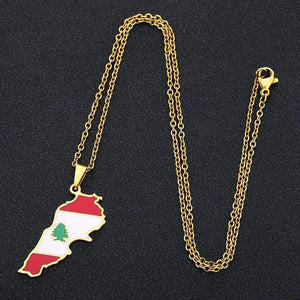 Lebanon Flag Map Necklace